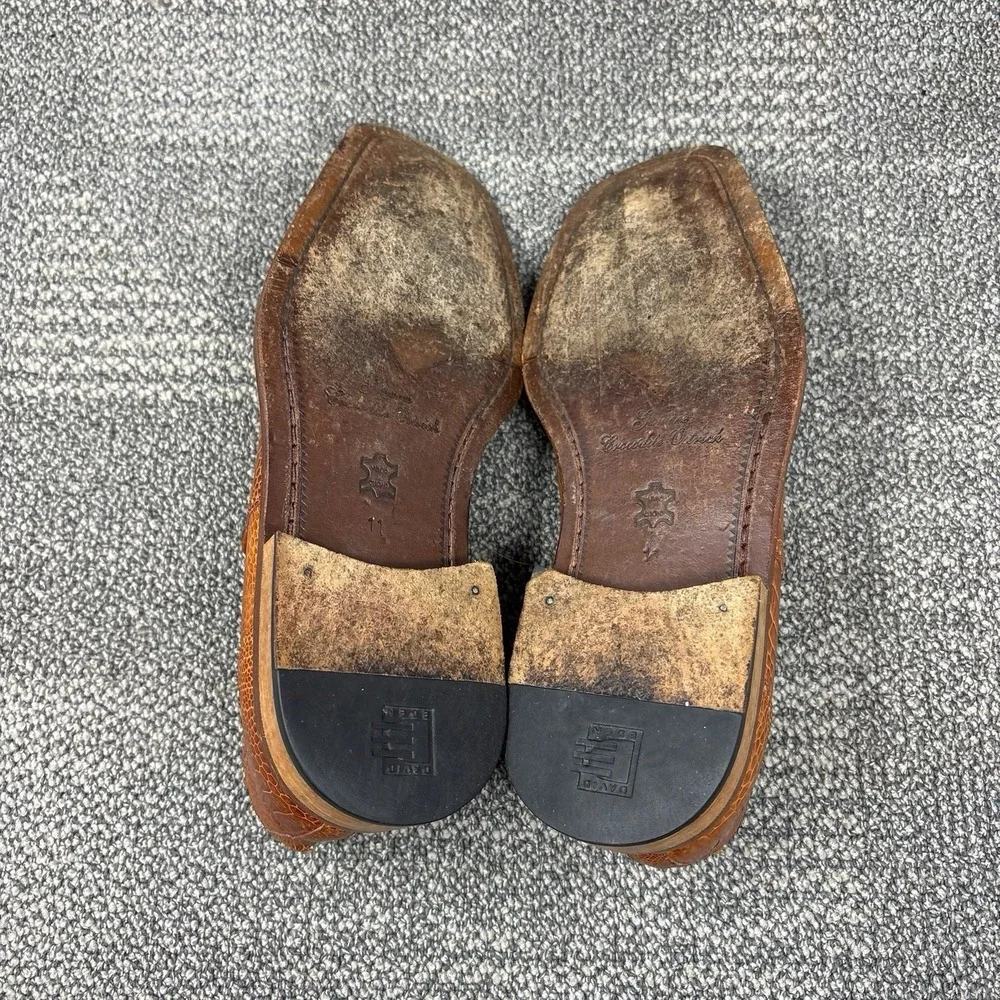 David Eden Men's 11 Genuine Crocodile Ostrich Exotic Leather Loafers Brown